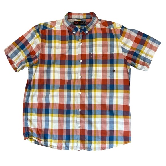 Mountain Hardwear men’s plaid short sleeve button down shirt outdoors size large - Picture 1 of 8